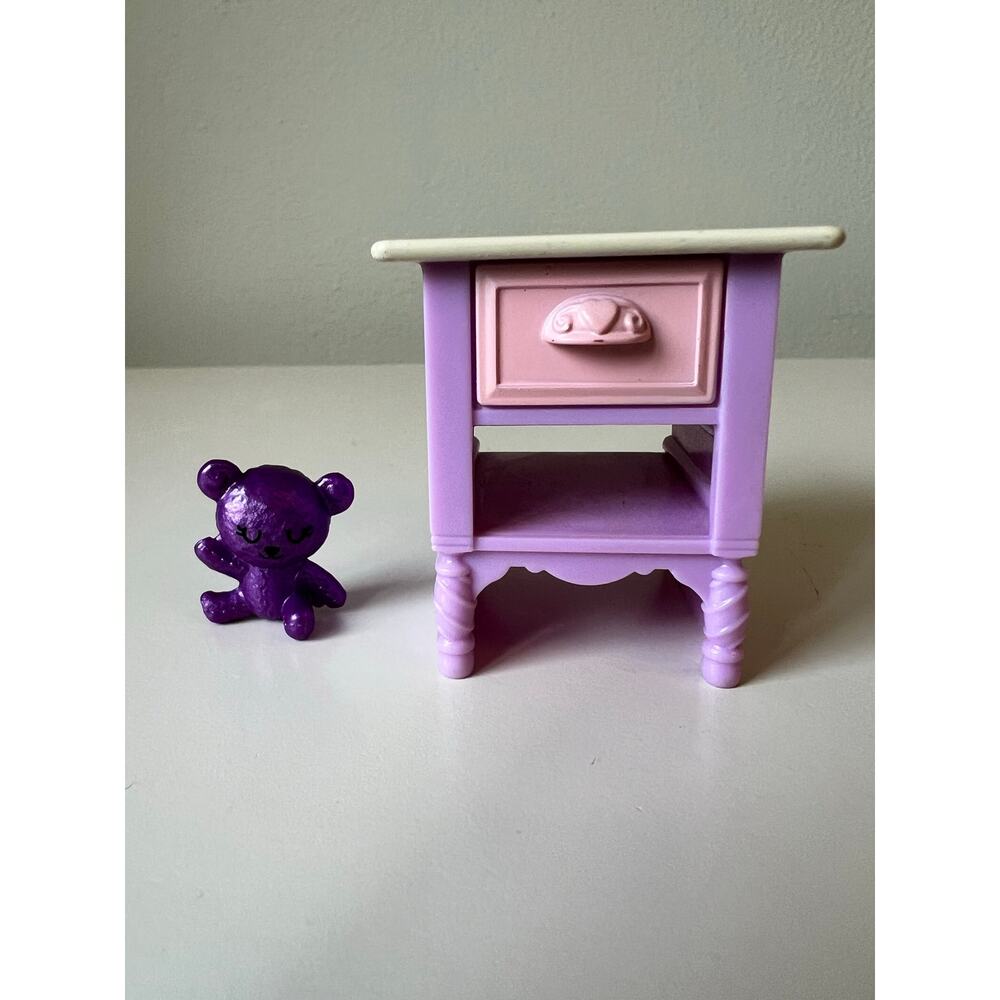 Loving Family Dollhouse Purple Pink White Night Stand Table Replacement Part - Picture 2 of 6